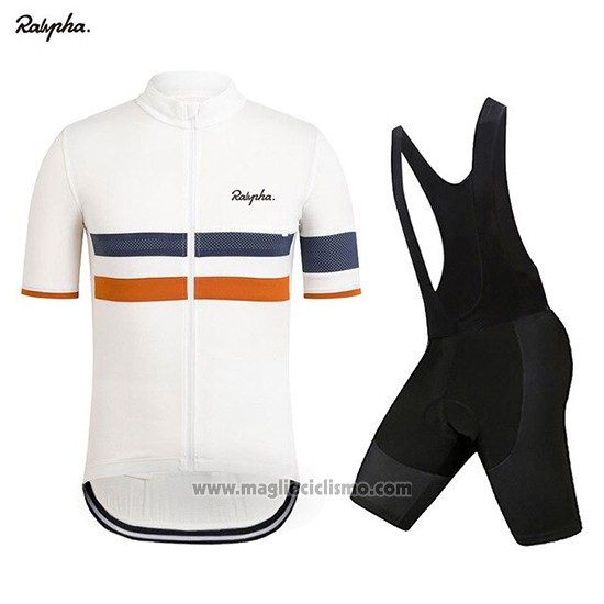 2019 Abbigliamento Ciclismo Rapha Bianco Arancione Manica Corta e Salopette