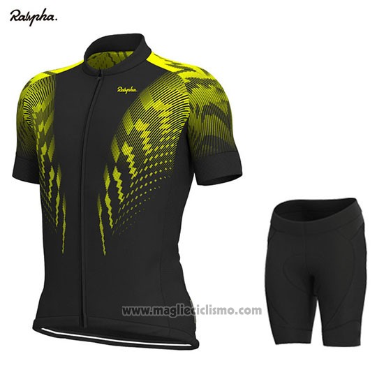 2019 Abbigliamento Ciclismo Rapha Nero Giallo Manica Corta e Salopette