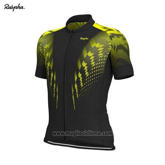 2019 Abbigliamento Ciclismo Rapha Nero Giallo Manica Corta e Salopette