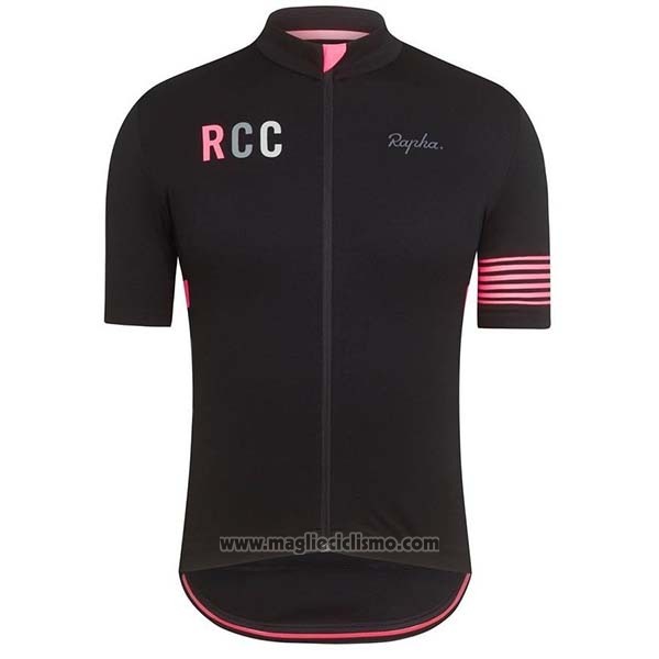 2019 Abbigliamento Ciclismo Rapha Nero Rosa Manica Corta e Salopette