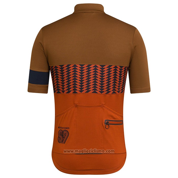 2021 Abbigliamento Ciclismo Rapha Marrone Arancione Manica Corta e Salopette