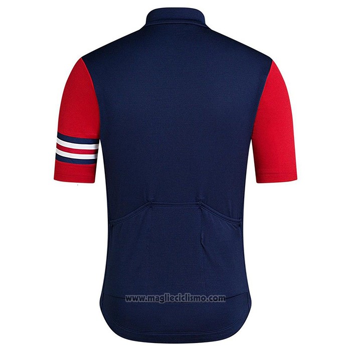 2021 Abbigliamento Ciclismo Rapha Spento Blu Rosso Manica Corta e Salopette