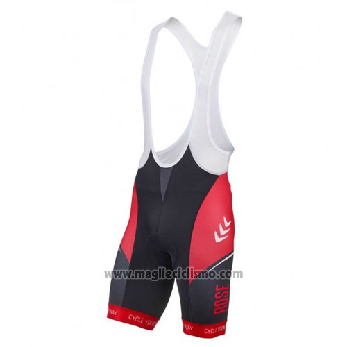 2016 Abbigliamento Ciclismo Rose Rosso e Nero Manica Corta e Salopette
