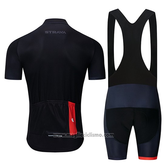 2019 Abbigliamento Ciclismo STRAVA Nero Manica Corta e Salopette