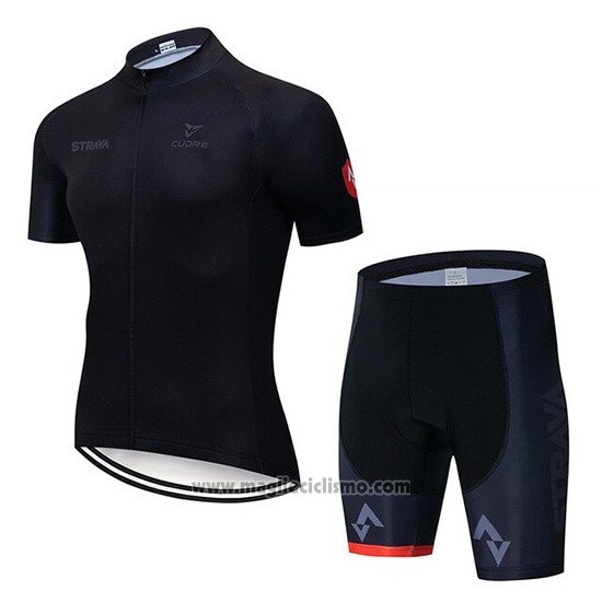 2019 Abbigliamento Ciclismo STRAVA Nero Manica Corta e Salopette