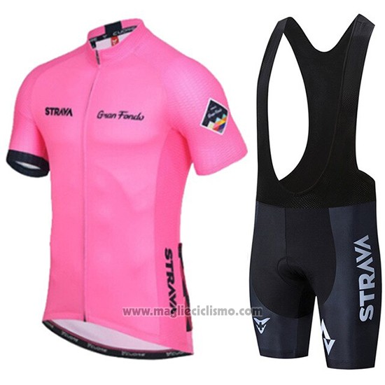 2019 Abbigliamento Ciclismo STRAVA Rosa Manica Corta e Salopette