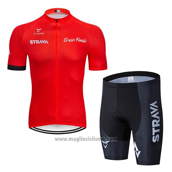 2019 Abbigliamento Ciclismo STRAVA Rosso Manica Corta e Salopette
