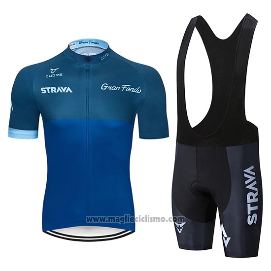 2019 Abbigliamento Ciclismo STRAVA Spento Blu Manica Corta e Salopette