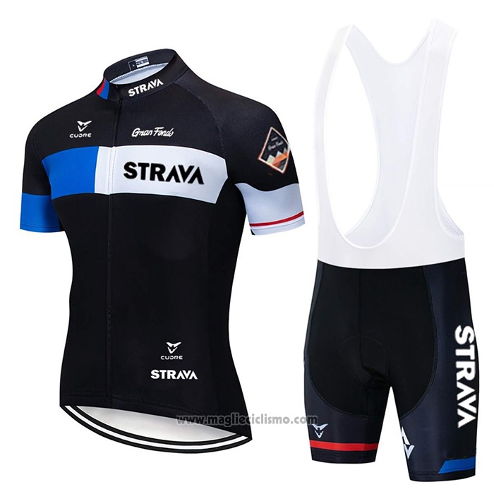 2020 Abbigliamento Ciclismo STRAVA Nero Manica Corta e Salopette