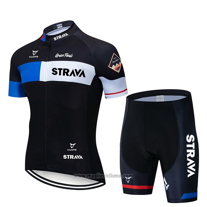 2020 Abbigliamento Ciclismo STRAVA Nero Manica Corta e Salopette