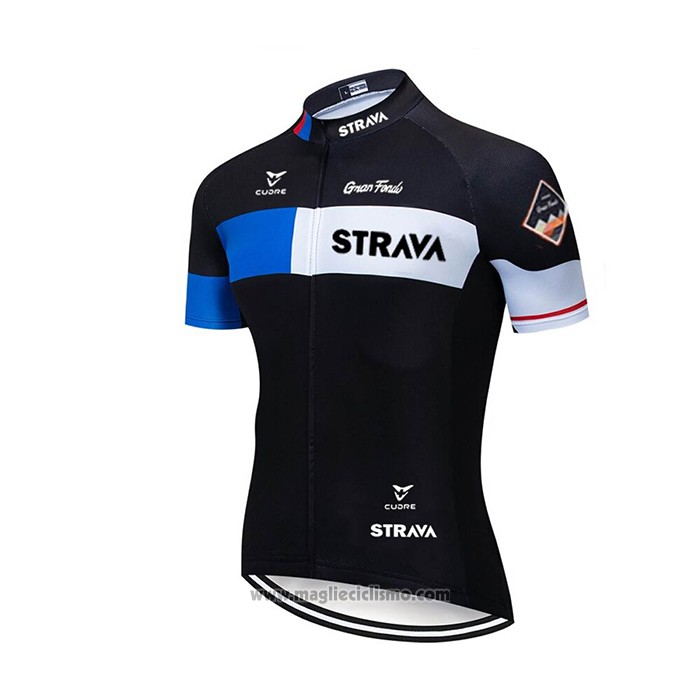 2020 Abbigliamento Ciclismo STRAVA Nero Manica Corta e Salopette