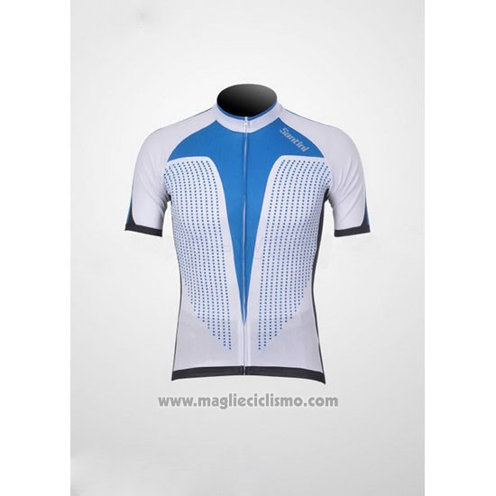 2011 Abbigliamento Ciclismo Santini Azzurro e Bianco Manica Corta e Salopette
