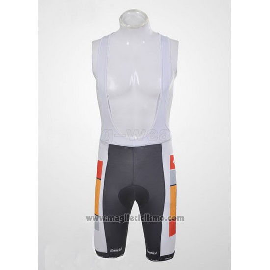 2011 Abbigliamento Ciclismo Santini Bianco e Grigio Manica Corta e Salopette