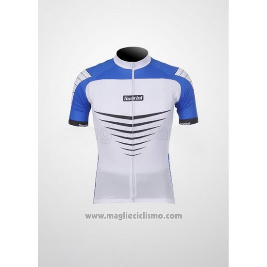 2011 Abbigliamento Ciclismo Santini Blu e Bianco Manica Corta e Salopette