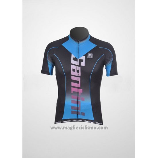 2011 Abbigliamento Ciclismo Santini Blu e Nero Manica Corta e Salopette