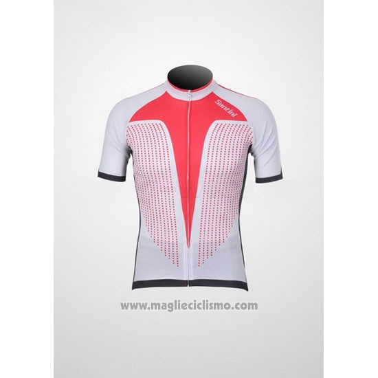 2011 Abbigliamento Ciclismo Santini Rosso e Bianco Manica Corta e Salopette