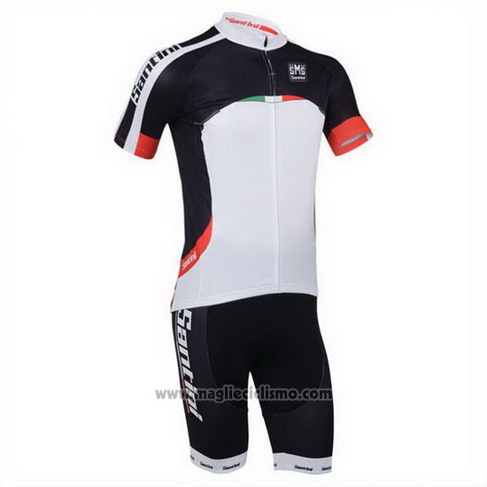2013 Abbigliamento Ciclismo Santini Nero e Bianco Manica Corta e Salopette