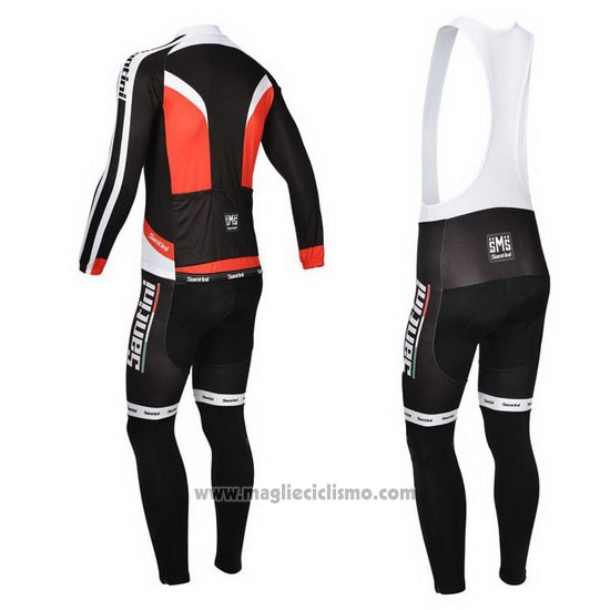 2013 Abbigliamento Ciclismo Santini Nero e Bianco Manica Lunga e Salopette