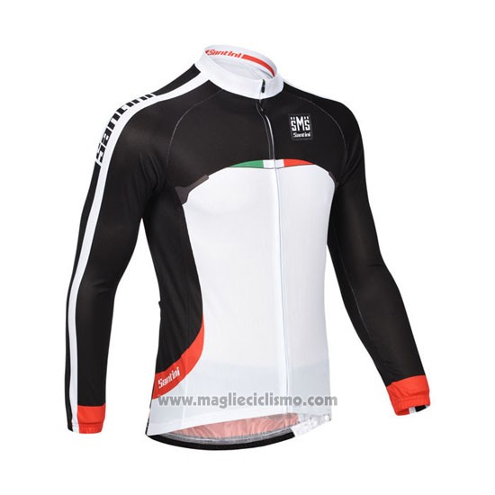 2013 Abbigliamento Ciclismo Santini Nero e Bianco Manica Lunga e Salopette
