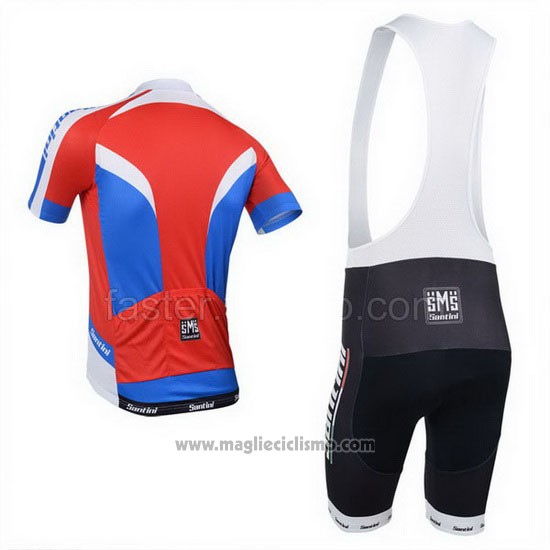 2013 Abbigliamento Ciclismo Santini Rosso e Bianco Manica Corta e Salopette