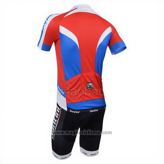 2013 Abbigliamento Ciclismo Santini Rosso e Bianco Manica Corta e Salopette