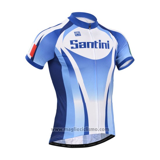 2014 Abbigliamento Ciclismo Santini Azzurro e Bianco Manica Corta e Salopette