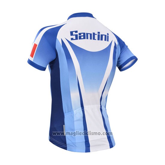 2014 Abbigliamento Ciclismo Santini Azzurro e Bianco Manica Corta e Salopette