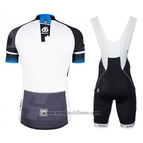 2016 Abbigliamento Ciclismo Santini Blu e Bianco Manica Corta e Salopette