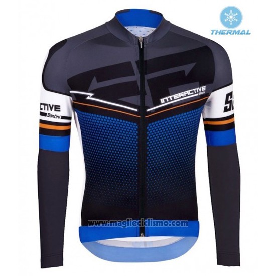 2016 Abbigliamento Ciclismo Santini Blu e Nero Manica Lunga e Salopette