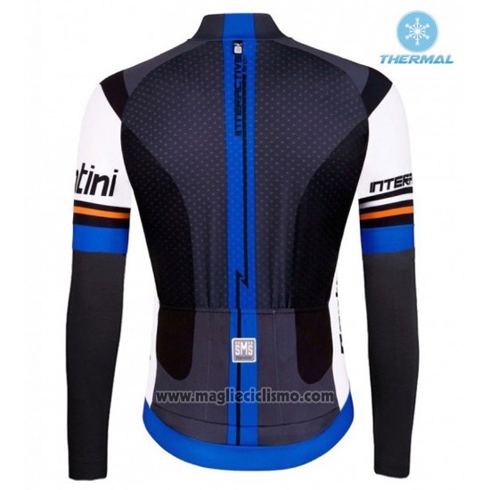 2016 Abbigliamento Ciclismo Santini Blu e Nero Manica Lunga e Salopette
