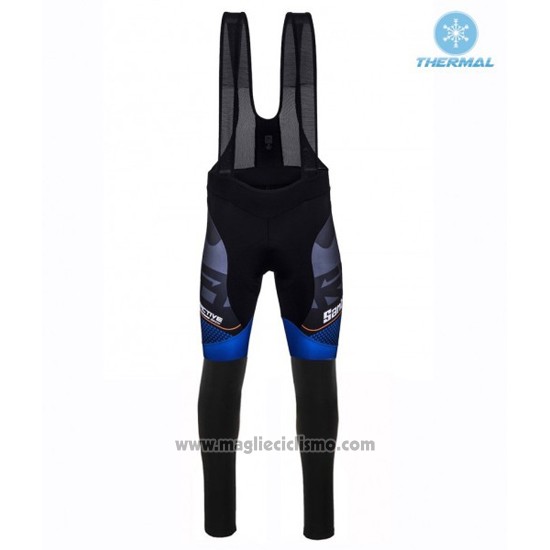 2016 Abbigliamento Ciclismo Santini Blu e Nero Manica Lunga e Salopette