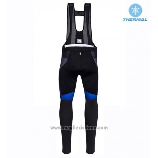2016 Abbigliamento Ciclismo Santini Blu e Nero Manica Lunga e Salopette