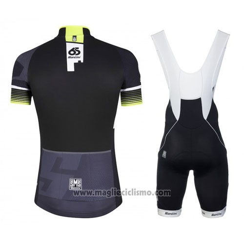 2016 Abbigliamento Ciclismo Santini Giallo e Nero Manica Corta e Salopette