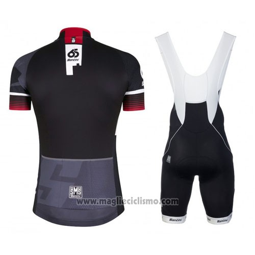 2016 Abbigliamento Ciclismo Santini Nero e Bianco Manica Corta e Salopette