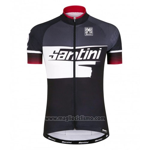 2016 Abbigliamento Ciclismo Santini Nero e Bianco Manica Corta e Salopette