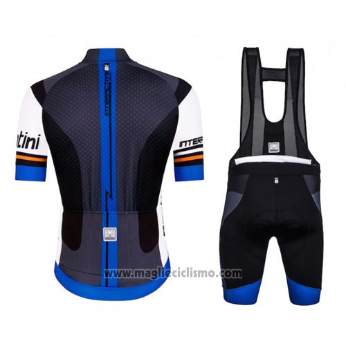 2016 Abbigliamento Ciclismo Santini Nero e Blu Manica Corta e Salopette