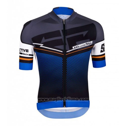 2016 Abbigliamento Ciclismo Santini Nero e Blu Manica Corta e Salopette
