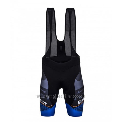 2016 Abbigliamento Ciclismo Santini Nero e Blu Manica Corta e Salopette