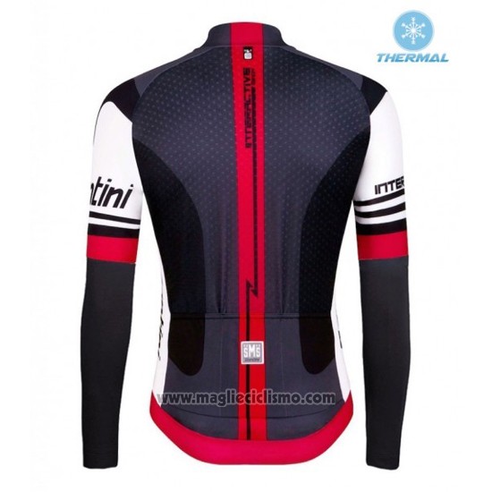 2016 Abbigliamento Ciclismo Santini Rosso e Grigio Manica Lunga e Salopette