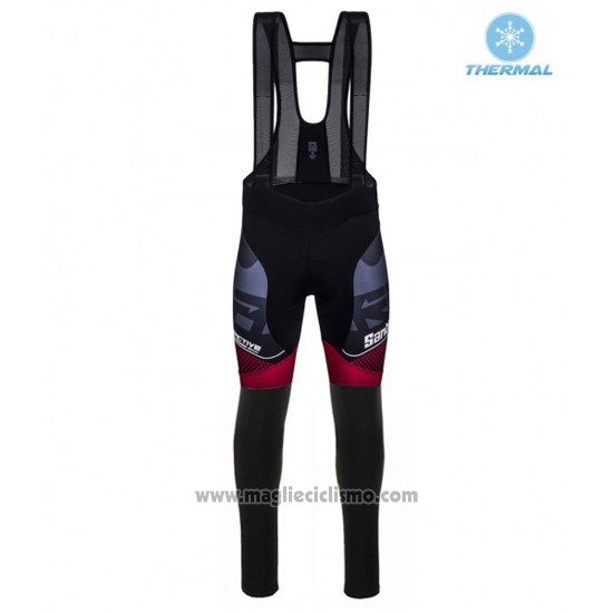2016 Abbigliamento Ciclismo Santini Rosso e Grigio Manica Lunga e Salopette