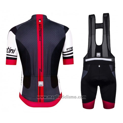 2016 Abbigliamento Ciclismo Santini Rosso e Nero Manica Corta e Salopette