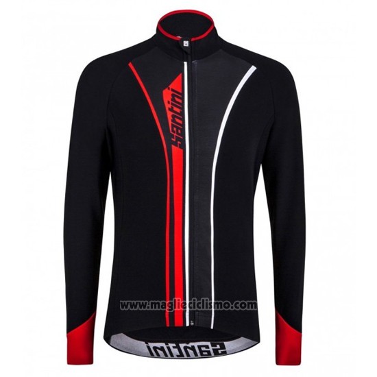 2016 Abbigliamento Ciclismo Santini Rosso e Nero Manica Lunga e Salopette