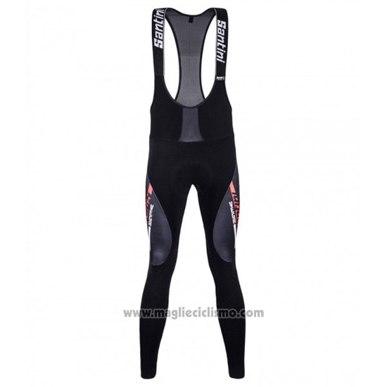 2016 Abbigliamento Ciclismo Santini Rosso e Nero Manica Lunga e Salopette