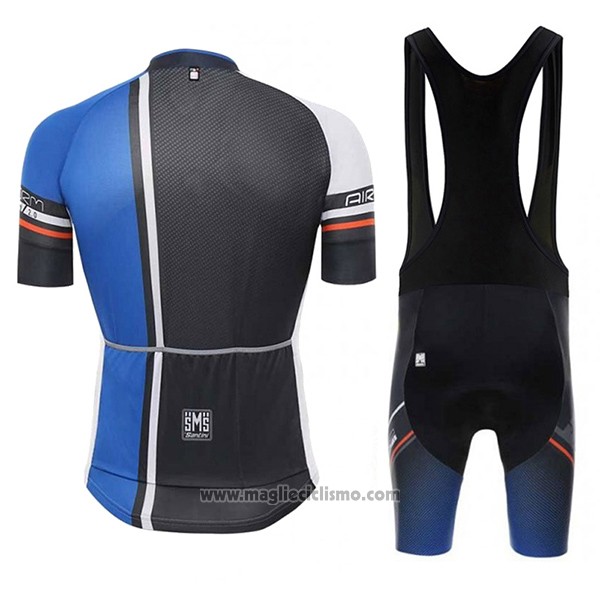 2017 Abbigliamento Ciclismo Santini Airform Blu e Nero Manica Corta e Salopette