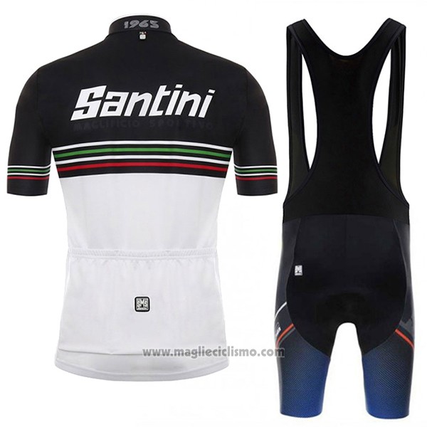2017 Abbigliamento Ciclismo Santini Beat Bianco e Nero Manica Corta e Salopette