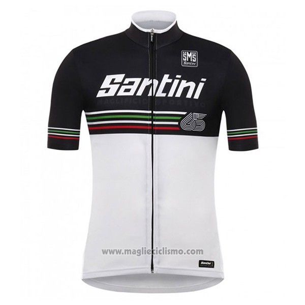 2017 Abbigliamento Ciclismo Santini Beat Bianco e Nero Manica Corta e Salopette