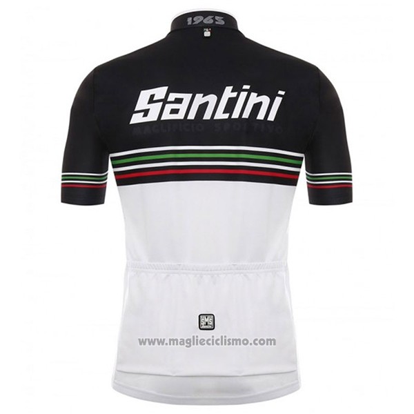 2017 Abbigliamento Ciclismo Santini Beat Bianco e Nero Manica Corta e Salopette