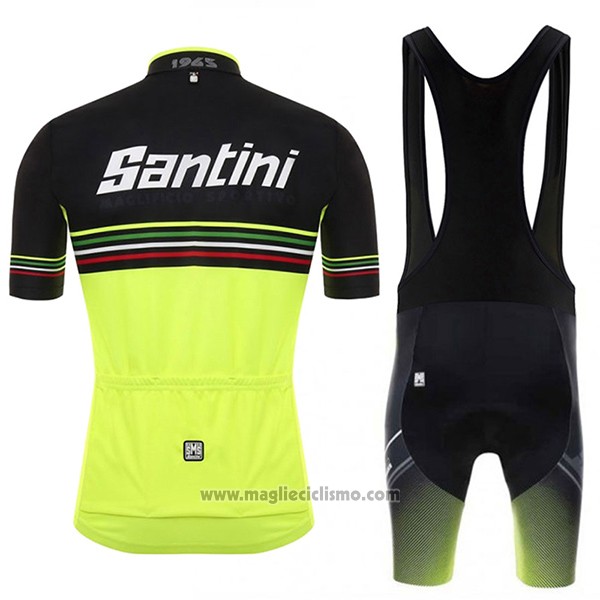 2017 Abbigliamento Ciclismo Santini Beat Verde e Nero Manica Corta e Salopette