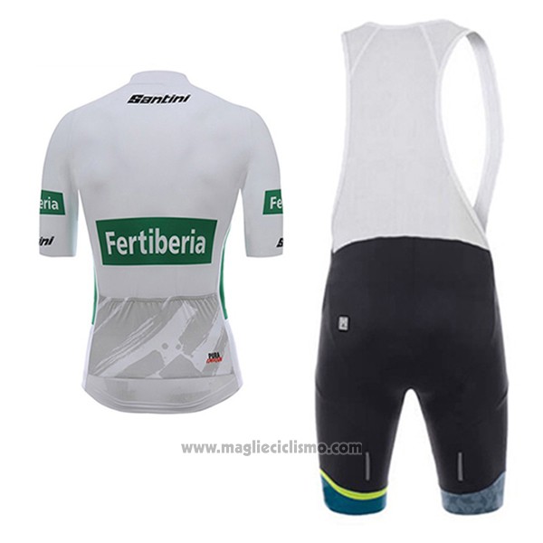 2017 Abbigliamento Ciclismo Santini Fertiberia Bianco Manica Corta e Salopette