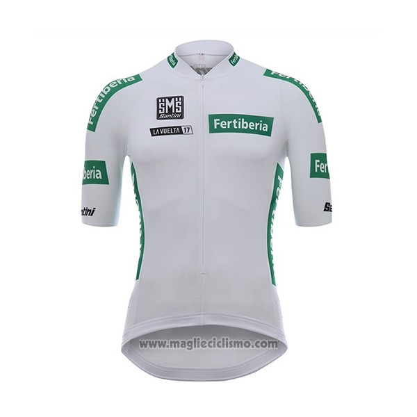 2017 Abbigliamento Ciclismo Santini Fertiberia Bianco Manica Corta e Salopette